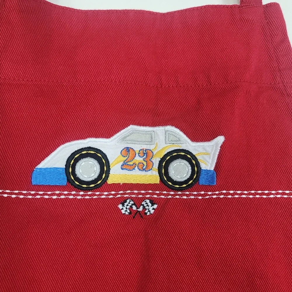 Williams-Sonoma Kids Red Race Car Apron  100%Cotton Embroidered#23 Pit Crew Chef